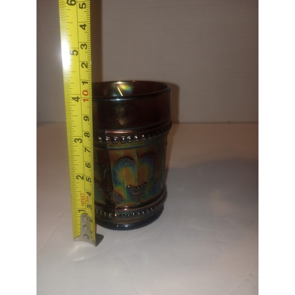 Vintage Dugan Amethyst Carnival Glass Peacock At The Fountain‎ Tumbler - Picture 5 of 5